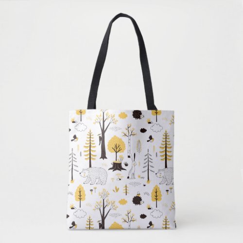 Cute Golden Woods Scene Pattern Tote Bag