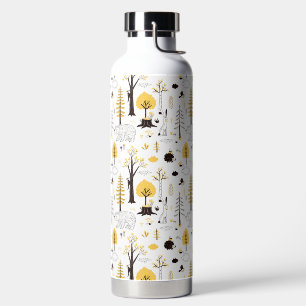 Cute Golden Woods Scene Pattern Water Bottle