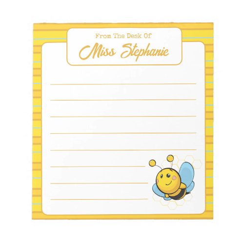 Cute Golden Yellow Smiling Bee From Teacher Notepad