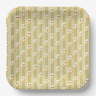 Cute Golden Yellow Teddy Bear and Stripe Paper Plates