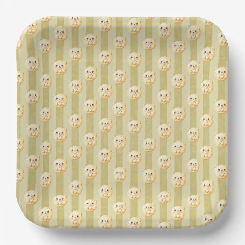 Cute Golden Yellow Teddy Bear and Stripe Paper Plates