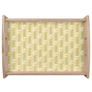 Cute Golden Yellow Teddy Bear and Stripe Serving Tray