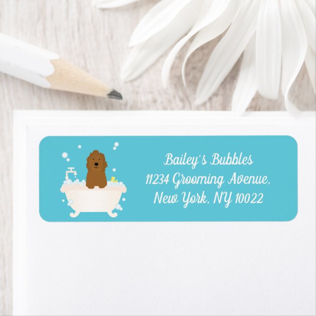 Cute Goldendoodle Bubble Bath Label (Insitu)