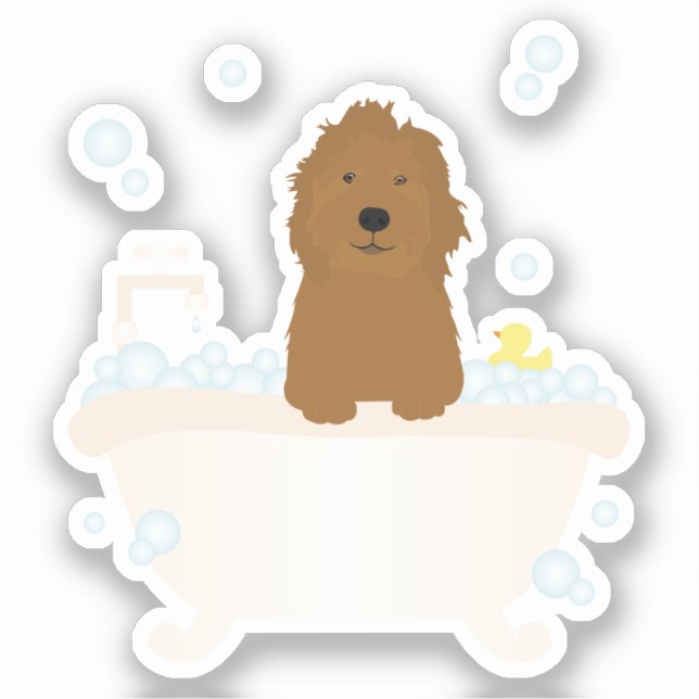 Cute Goldendoodle Bubble Bath Sticker (Front)