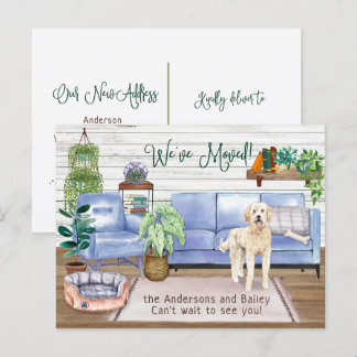 Cute Goldendoodle Cozy New Home Moving Announcement Postcard