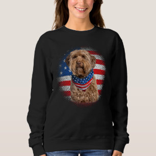 Cute Goldendoodle Dog American Flag Indepedence Da Sweatshirt