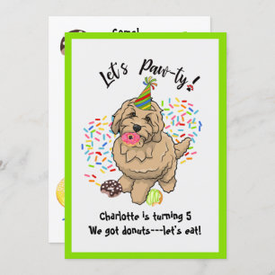 Cute Goldendoodle Dog Birthday Party Invitation