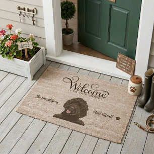 Cute Goldendoodle Dog Fiber Doormat