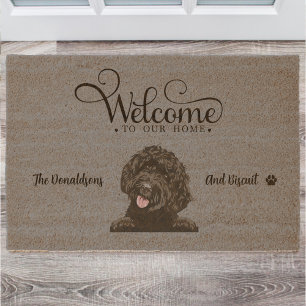 Cute Goldendoodle Dog Fiber Doormat