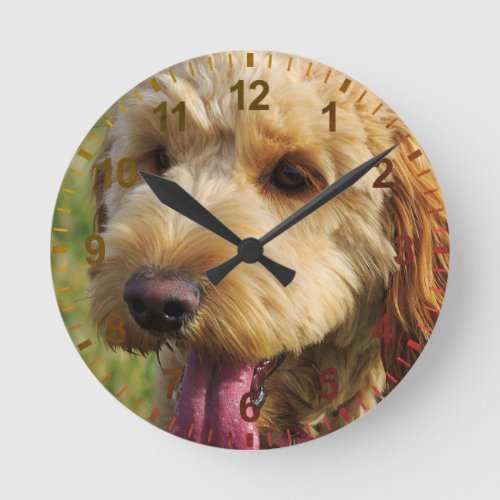 Cute Goldendoodle Dog Round Clock