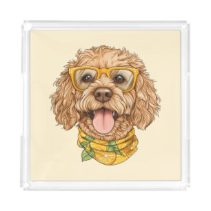 Cute Goldendoodle Dog Sunglasses Oranges Acrylic Tray