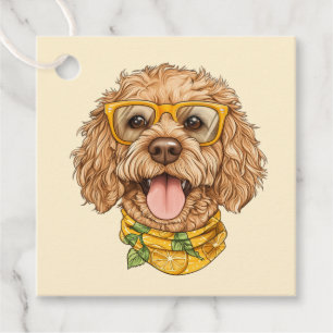 Cute Goldendoodle Dog Sunglasses Oranges Favor Tags