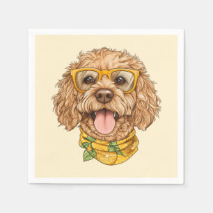Cute Goldendoodle Dog Sunglasses Oranges Napkins