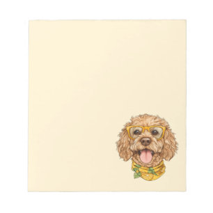Cute Goldendoodle Dog Sunglasses Oranges Notepad