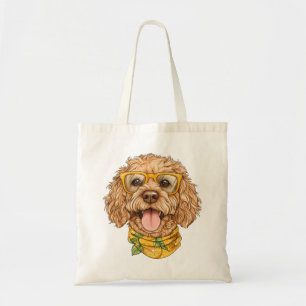 Cute Goldendoodle Dog Sunglasses Oranges Tote Bag