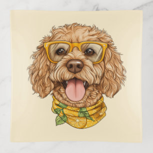 Cute Goldendoodle Dog Sunglasses Oranges Trinket Tray
