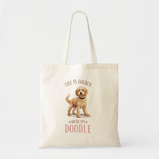  Cute Goldendoodle Dog Tote Bag (Front)