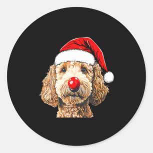 Cute Goldendoodle Dogs Christmas Santa Golden Dood Classic Round Sticker
