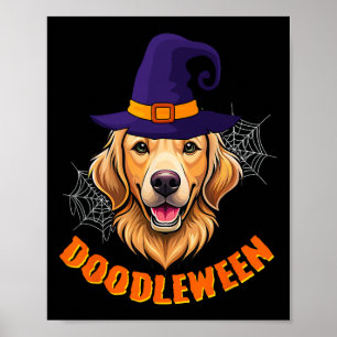Cute Goldendoodle Halloween Spooky Golden Doodle D Poster