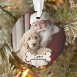 Cute Goldendoodle Puppy 2-Photo Christmas Ornament