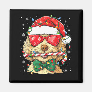 Cute Goldendoodle Santa Hat Xmas Lights Goldendood Magnet