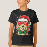 Cute Goldendoodle Santa Hat Xmas Lights Goldendood