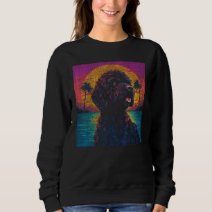 Cute Goldendoodle Sunset Vintage Retro Style Sweatshirt