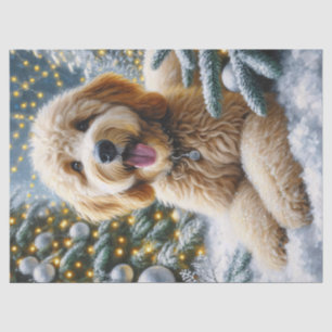 Cute Goldendoodle Winter Wonderland Decoupage Tissue Paper