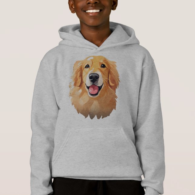 Cute goldenretriever Dog Happy Face Expression Dad Hoodie (Front)