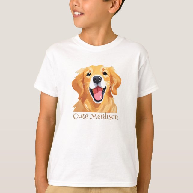 Cute goldenretriever Dog Happy Face Expression DAD T-Shirt (Front)