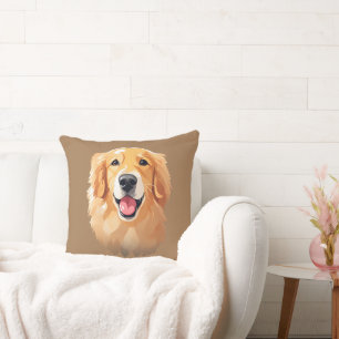 Cute goldenretriever Dog Happy Face Expression Mom Throw Pillow