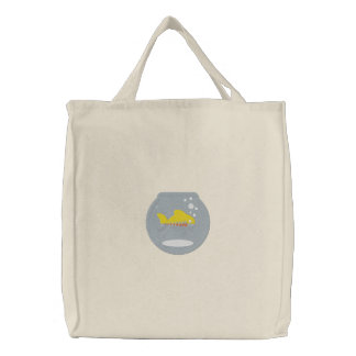 Cute Goldfish Fish Bowl Embroidered Tote Bag