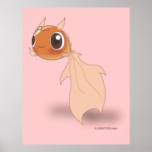 Cute Goldfish Funny Anime Cartoon Character Poster