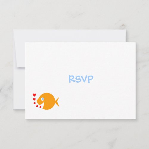 Cute Goldfish  Hearts Beach Wedding RSVP Card