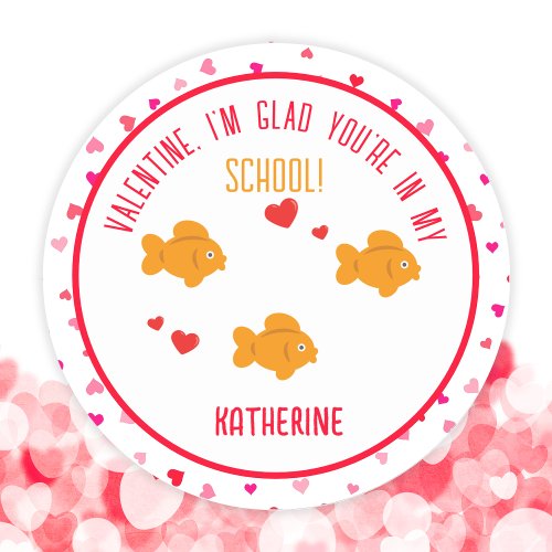 Cute Goldfish Kids Classroom School Valentine Classic Round Sticker