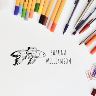Cute Goldfish Kids Personalized Name Self-inking Stamp