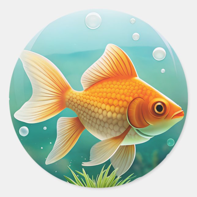 Cute Goldfish Lover Gift  Classic Round Sticker (Front)