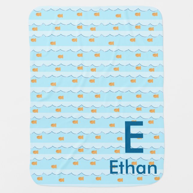 Cute Goldfish Personalized Baby Blanket (Front)