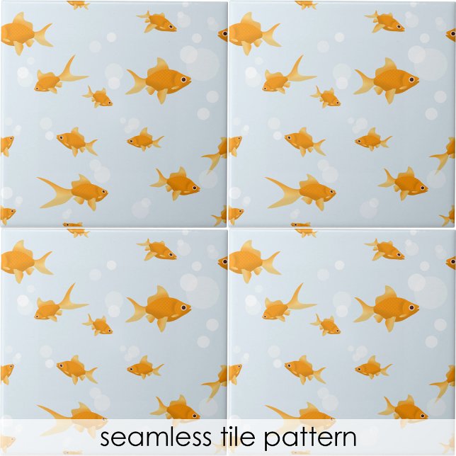 Cute Goldfish Swimming in Water Ceramic Tile (Cute Goldfish Swimming in Water Ceramic Tile)