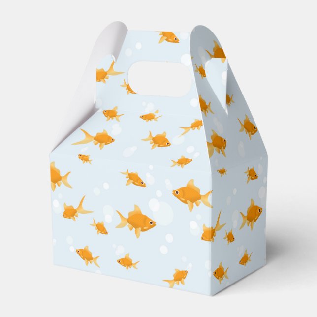Cute Goldfish Swimming in Water Favor Boxes (Front Side)