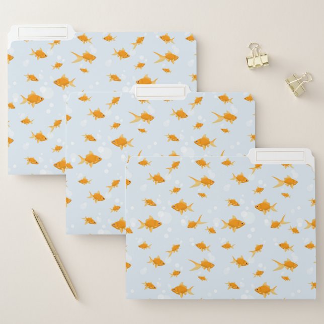 Cute Goldfish Swimming in Water File Folder (Set)