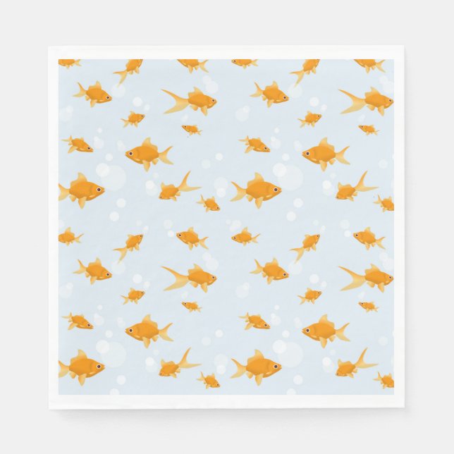 Cute Goldfish Swimming in Water Napkins (Front)