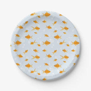 Cute Goldfish Swimming in Water Paper Plates