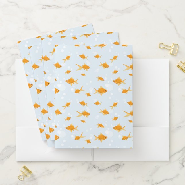 Cute Goldfish Swimming in Water Pocket Folder (In Situ)