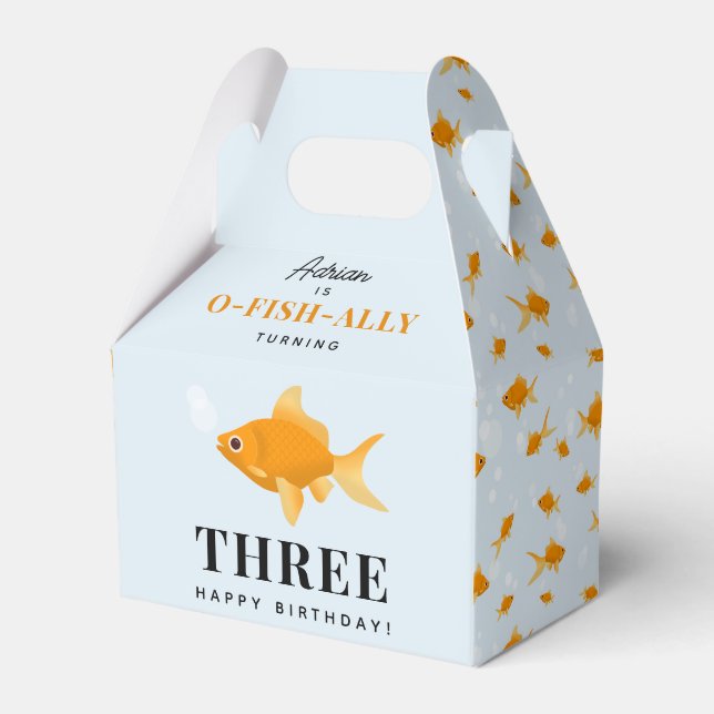 Cute Goldfish Swimming Water Kids Birthday Party Favor Boxes (Front Side)