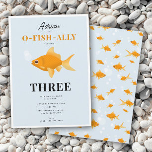 Cute Goldfish Swimming Water Kids Birthday Party Invitation