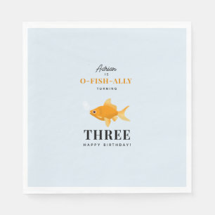 Cute Goldfish Swimming Water Kids Birthday Party Napkins