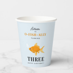 Cute Goldfish Swimming Water Kids Birthday Party Paper Cups