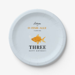 Cute Goldfish Swimming Water Kids Birthday Party Paper Plates