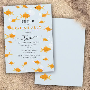 Cute Goldfish Swimming Water O Fish Ally Birthday Invitation